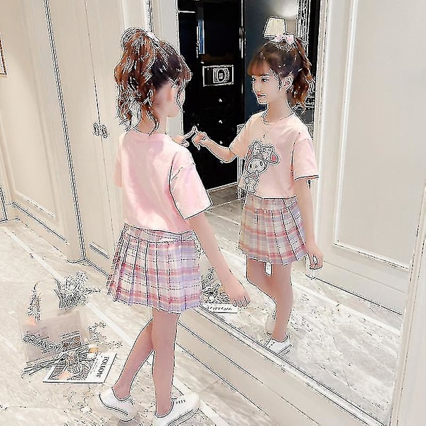 Sanrio Cinnamoroll My Melody Girls Jk Suit Kawaii T-shirt Blus Plisserad Kjol Sommar Bomull Shorts S Cinnamoroll 150