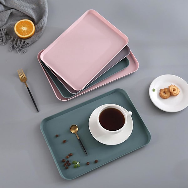 3 st Nordic Rektangulär Tebricka Plastbricka Hem Kök Frukt Dessertbricka Liten null none