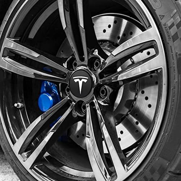 4st Hjul Center Caps Sticker för Ford ST, Svart Aluminium Hjul Center Hub Covers Sticker, 56mm/2.22&#39;&#39; fortesla-black