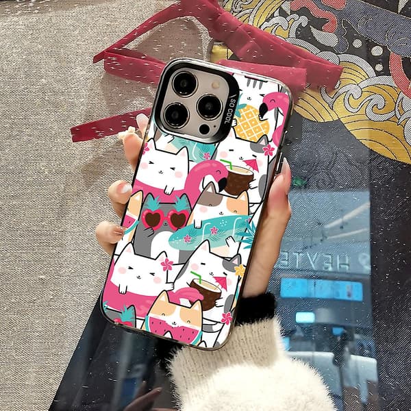 Tecknad Frostat Dubbellager Färg Silver Phone Case Iphone 15 Case Case Stil E Vit Ypmd0928