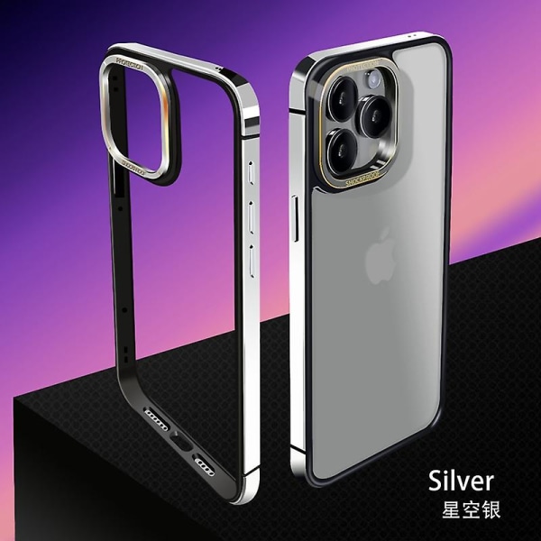 Case kompatibelt Iphone 15 Pro Max Silicone Edge Bumper Cover för Iphone 15 Pro Max med kameraskydd Ultratunt Silver
