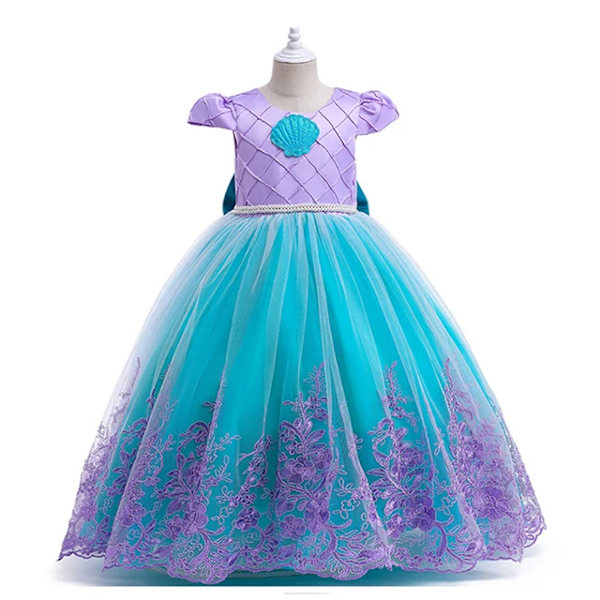 Disney Princessklänning 2024 Flickor Elsa Anna Mirabel Rapunzel Kostym Barn Kalas Kläder Halloween Cosplay Encanto Frozen Mermaid Dress A 5-6T (130)