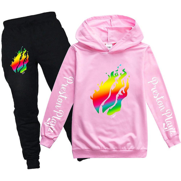 Tecknade barn Prestonplayz Sweatshirts Tonårsflickor Pojkar Preston Playz Vår Höst Sport Fritid Långärmade Huvtröjor Set PH1501-2-PK 110CM(3-4)