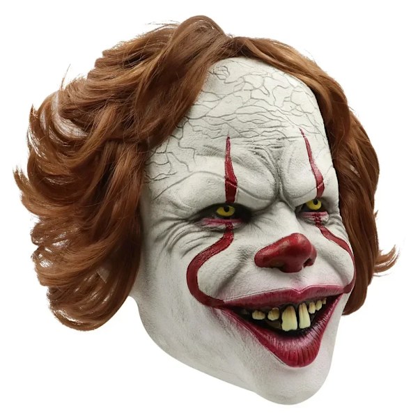 Halloween Enge Clown Masker Maskeradfest Cosplay Rekvisita Pennywise Horror Brun Hårig Clown Masker Förklädnad Champagne