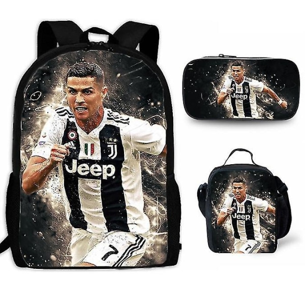 3 st/ set 16 tum Ronaldo Cr7 Barn skolväskor för pojkar Flickor Barn Tecknad skolväska Ortopedisk +lunchväska+pennväska Style 1