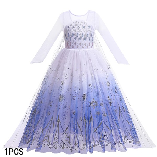 Disney Frozen Elsa Klänning för Flickor Snödrottning Anna Klänning Lyxklänningar Karneval Halloween Flickor Cosplay Kostym Frozen Kostym O Elsa Dress 5-6Y (130)