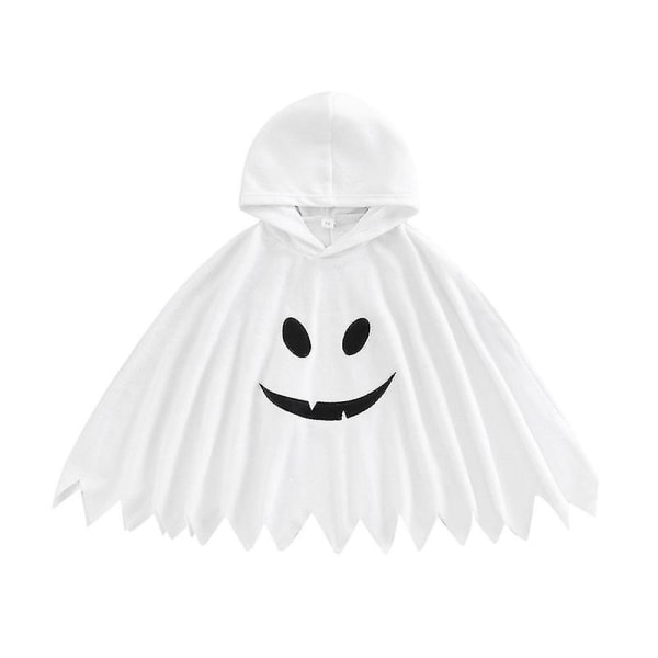 Halloween Barn Pojkar Flickor Kappa Vår Höst Huva Spöke Ansiktsmönster Kostymer Cosplay Rollspel Barn Semester outfit White 24M