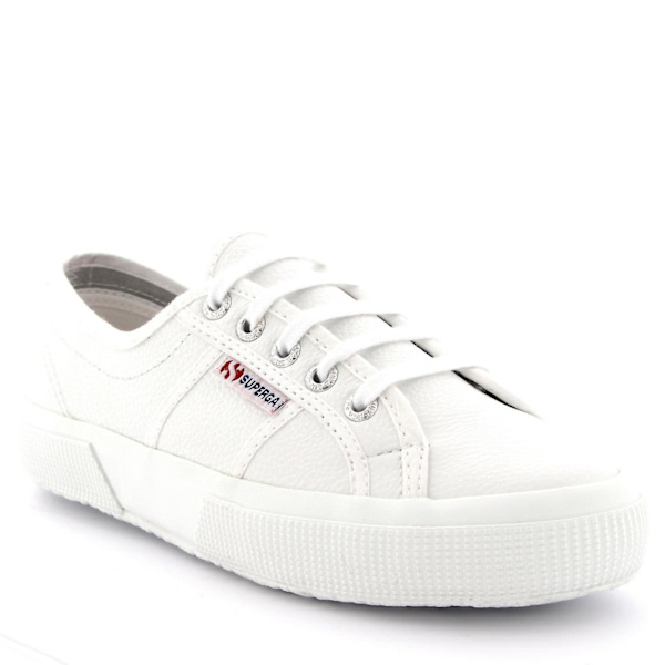 Dam Superga 2750 Efglu Lace Up Läder Low Top Vita Casual Trainers White UK 4