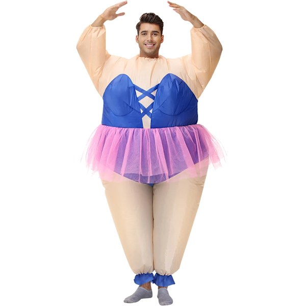 Vuxen Clown Uppblåsbar Dräkt Rolig Balett Uppblåsbara Dräkter för Halloween Purim Fancy Ballerina Cosplay Dräkter för Man Kvinna Fit for 150-195cm 1118 Band Ballet