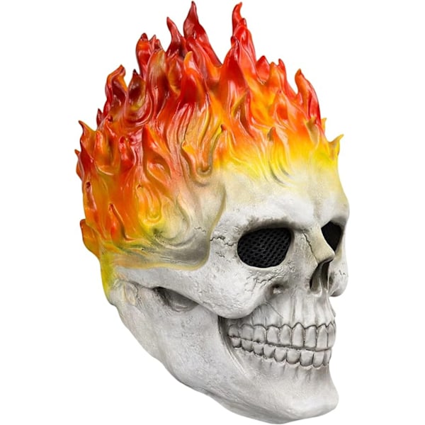 Halloween Ghost Rider Röd Flamma Skalle Mask Horror Spöke Helansikts Latexmasker Cosplay Kostym Rekvisita Red