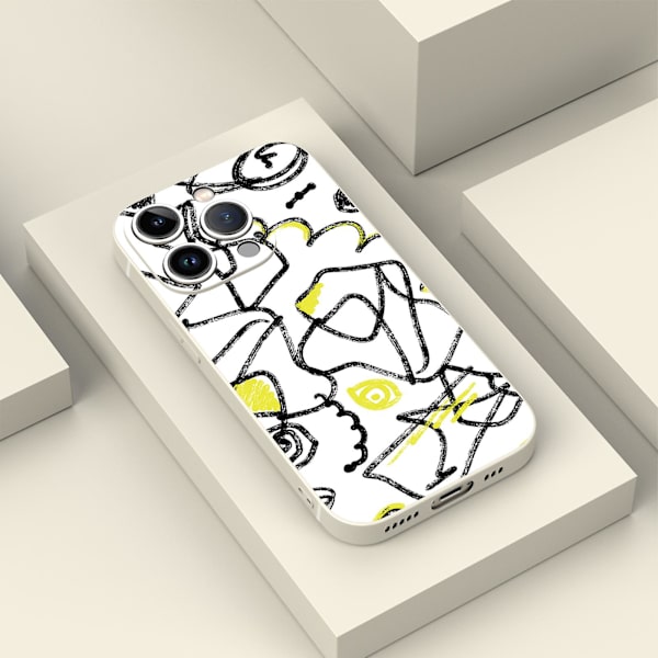 Enkelt tecknat mönster Tryckdesign Flexibeltpurubber Stötsäker Mobiltelefon Caseiphone 15 Caseseries Stylesgwhiteypdt2771