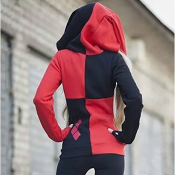 Cosplay Hoodie Tunn Jacka Vuxna Flickor Halloween Sömnad Huva Clown Tröja Dragkedja Jacka XXL black