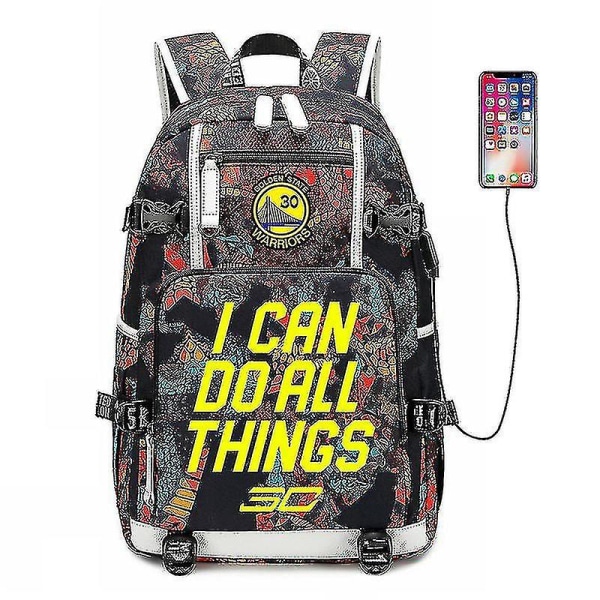 Nba Peripheral Series Star Multifunktionell USB ryggsäck Luminous Fluorescent Backpack_y Gray Kyrie Irving