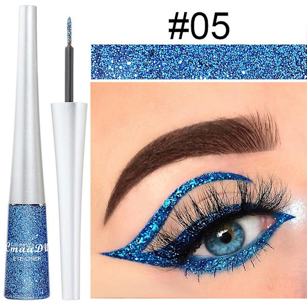 Cmaadu 16 förpackningar med färgglada glitter glitterpulver eyeliner paljett Flash eyeliner flytande null none