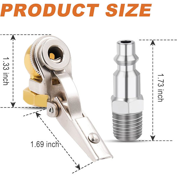 SAFELIFE 1/4&#34; FNPT kulfotsluftchuck med klämma, lastbilsslangverktyg för bildäck, clip-on kulinflator luftchuck luftkompressortillbehör