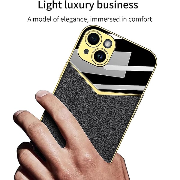 Gkk Stötsäker Case För Iphone 14 Plus Case Tpu+pc+pu Läder galvanisering Cover Carbon Fiber