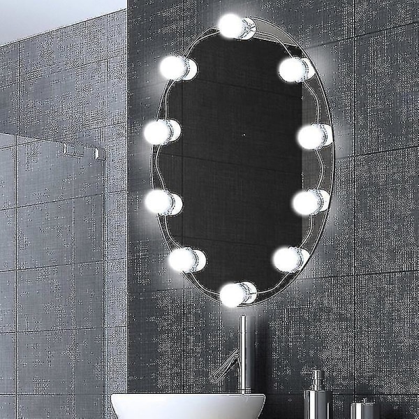 Spegelljussats, led smycken sminklampa 10 kullampor Dimbar Stick On Mirror USB för omklädningsrum, badrum, sovrum null none