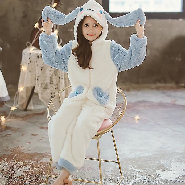 Sanrioed Plysch Anime Cinnamoroll Vinterflanell Barn Rompers Flicka Pojke Toddler Jumpsuit Spädbarnskläder Pyjamas Barn Overall Present 140cm