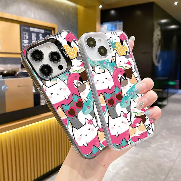 Tecknad Frostat Dubbellager Färg Silver Phone Case Iphone 15 Case Case Stil E Vit Ypmd0928