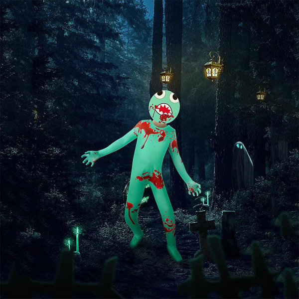 5-12 år Barn Roblox Rainbow Friends Cosplay Dräkt Grön Jumpsuit Presenter 9-10 Years