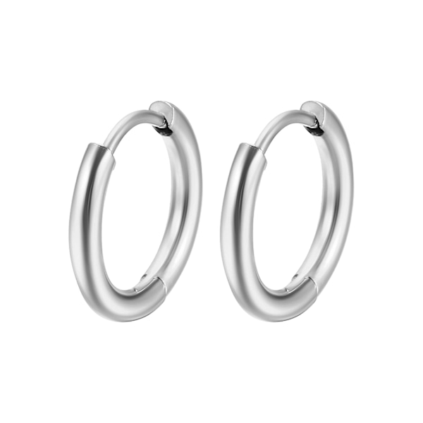 1 par Män Kvinnor Mode Smycken Bankett Daglig Shiny Hoop Örhängen Titan Stål Silver 2.5x8mm/0.1x0.31in
