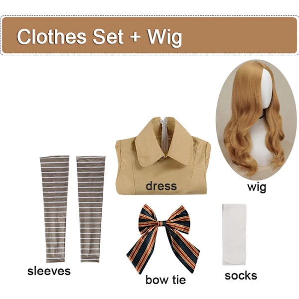 Fruktansvärd film M3GAN Cosplay kostym peruk Megan docka klänning för barn flicka Halloween fest karneval outfit barn vuxna kvinnor M Costume and wig