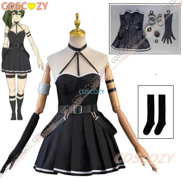 Ubel Cosplay Kostym Anime Frieren Beyond Journey's End Kvinnor Frieren Fern Svart Klänning Halloween Karneval Festkläder M Costume and socks