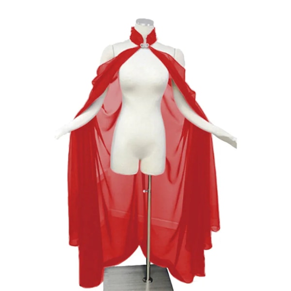 Ny dam cape mesh älva älva bröllopsklänning älva drottning prinsessa krage kappa medeltida cosplay kostym One Size Red