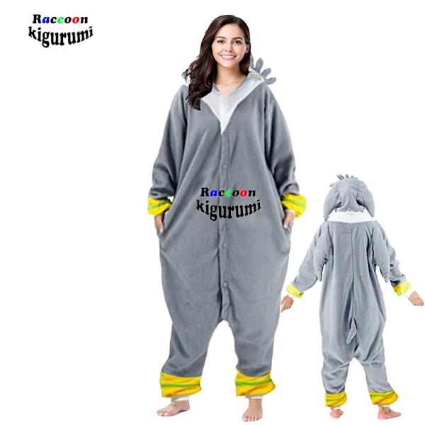 Ny 100-200cm Familj Pyjamas Djur Vuxen Kvinnor Cosplay Flicka Onesie Cartoon Pijama Män Stor XXL Tvättibjörn Kigurumi Barn Pojke L Fit 168cm-178cm grey onesie