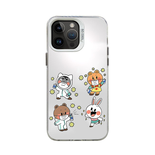 Tecknad Frostat Dubbellager Färg Silver Phone case Lämplig för Iphone 15 Case Cover Stil J Vit Ypmd0833