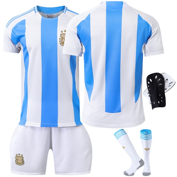 2024 Copa America Argentina hemmatröja för vuxna och barn med kort ärm fotbollströja, storlek 10 Messi träningströja 11+Strumpor+Legboard Leggings