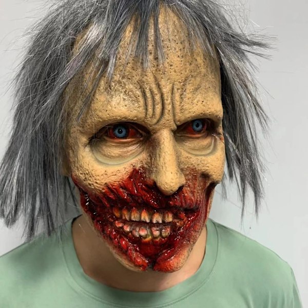 Läskig Zombie Mask Halloween Horror Realistisk Zombie Latex Mask Karneval Party Kostym Rekvisita Vuxna Zombie Gammal Dam Hela Huvudet mask