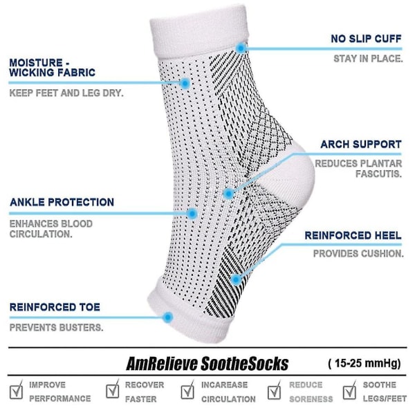 Lugna strumpor Neuropati Kompression Ankel Arch Support Skydd Smärtlindrande strumpor Black S M