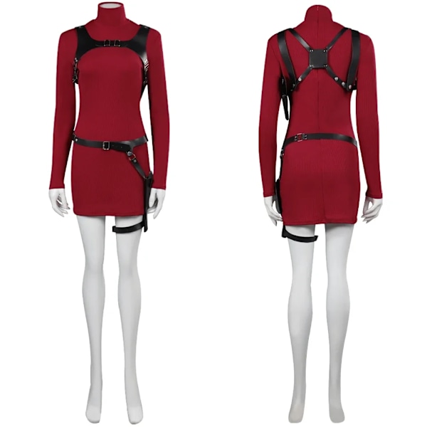 Kvinnlig Resident 4 Ada Wong Cosplay Kostym Evil Klänning Outfits Fantasia Halloween Karneval Maskeraddräkt För Vuxna Kvinnor Flickor S Dress and belt