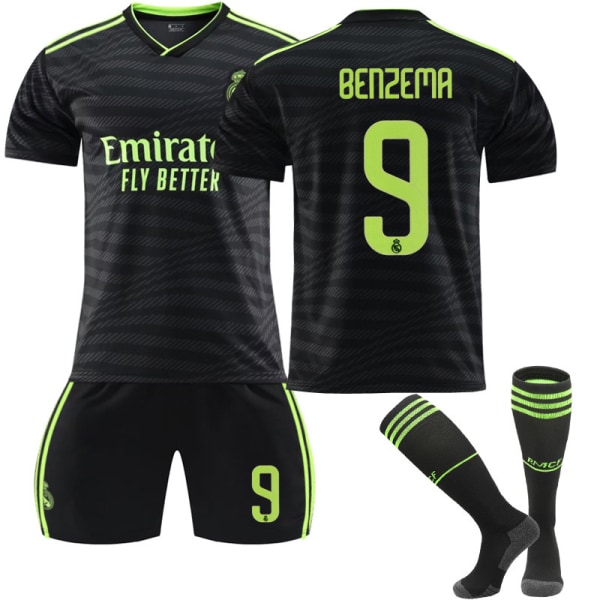 22 Real Madrid tröja 2 Borta NR. 9 Benzema tröja set #XS