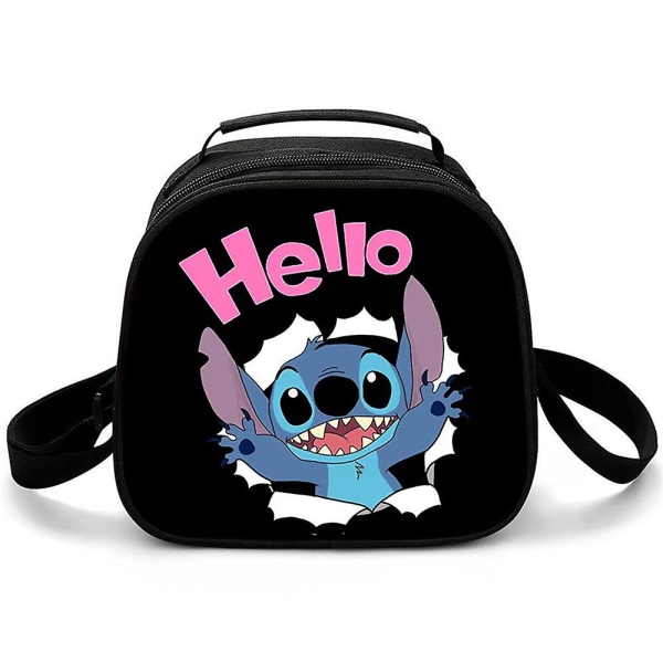 Stitch Cartoon Lunch Box Bärbar multifunktionell Lunchväska Handväska med handtag och justerbar rem för skolkontorsarbete Picknick A