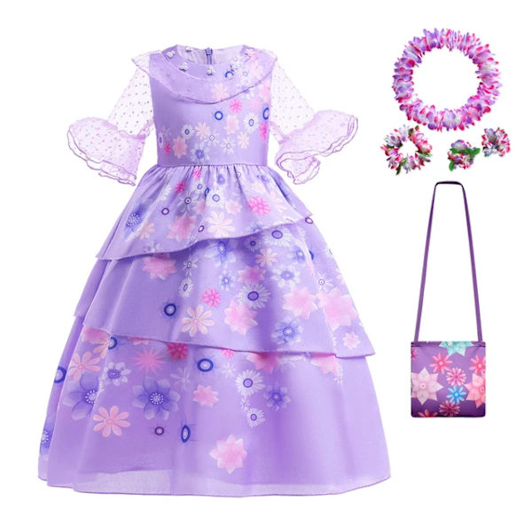 Blomster Encanto Kostym Isabella Charm Klänning Flickprinsessklänning Fantasy Fest Barnkläder 2 5T(Size 120)