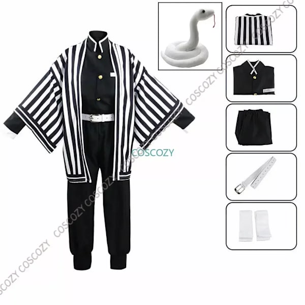 Lila/Svart Iguro Obanai Cosplay Anime Demon Ghost Killer Iguro Obanai Haori Kimono Cosplay Kostym Vit Orm Dockset Kids 140cm A1 and snake doll