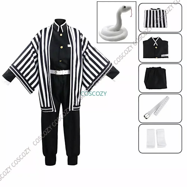 Lila/Svart Iguro Obanai Cosplay Anime Demon Ghost Killer Iguro Obanai Haori Kimono Cosplay Kostym Vit Orm Dockset XXXL A1 and snake doll