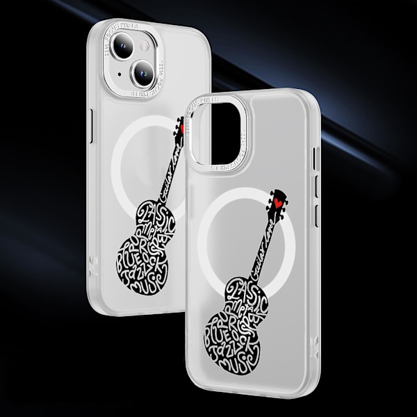 Creative Painted Pattern Frosted Magsafe Magnetic Phone Case Lämplig för Iphone och andra modeller Style C Transparent Black Ypcx0360