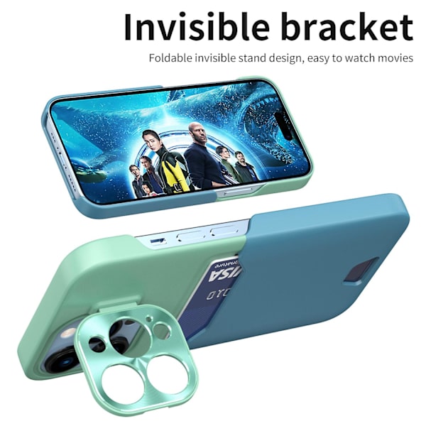 Läderkamera Case För Iphone 15 Pro Max Med Kortplats Stativhållare Black