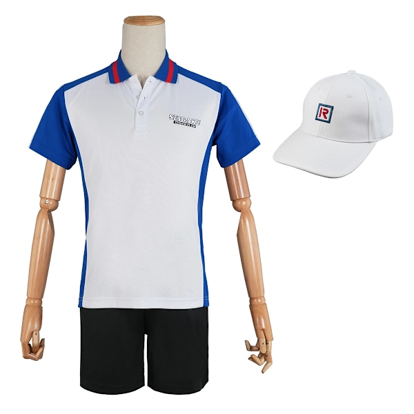 HOLOUN The Prince of Tennis Anime Ryoma Echizen Tezuka Cosplay Kostym Broderade Tröjor Seigaku Tennis Club Träningsoverall Hatt M Black Shorts Hat