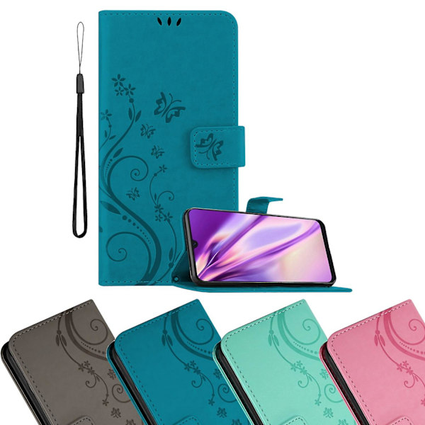 Samsung Galaxy A50 4G / A50s / A30s Cover Case Case - med blommönster och stativfunktion och kortplats FLORAL GREY Galaxy A50 4G / A50s / A30s