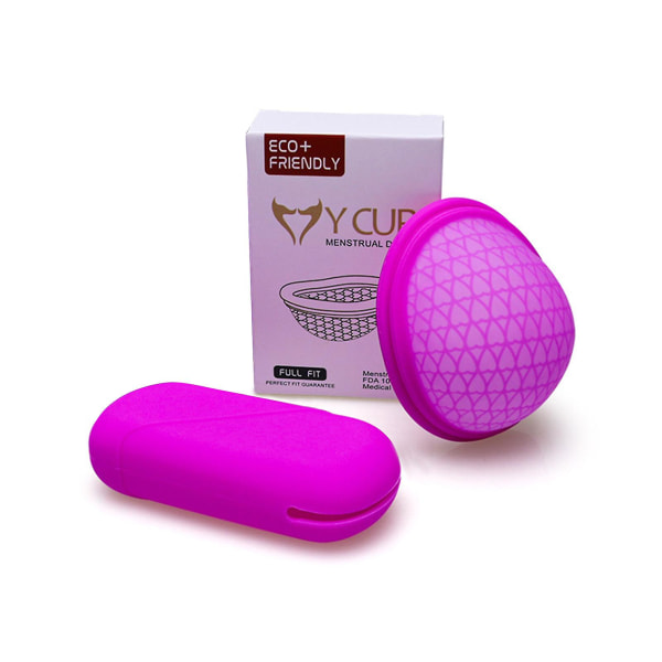 Elastisk mensskiva menstruationsskiva kvinnlig läckagesäker menskopp av silikon, 100 % ny Purple S