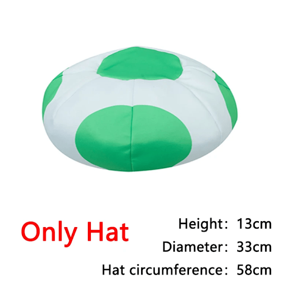 Kinopio Toad Cosplay Kostymer Barn Vuxen Uniform Mössa Spel Bros Rollspel Kläder Barn Halloween Karneval Festdräkt 3XL Green Hat