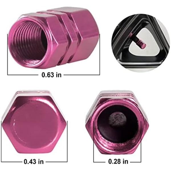 JUSTTOP cover, 12 st luftkåpor, Universal för bilar, stadsjeepar, cyklar, lastbilar och motorcyklar-svart Pink