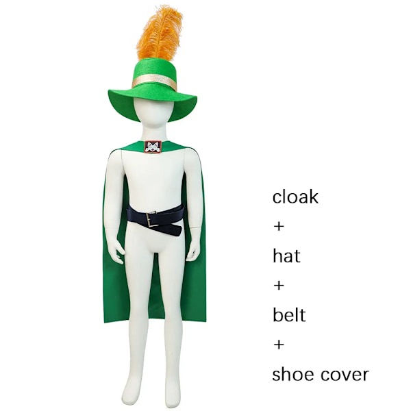 Anime Film Puss In Boots PUSS Vuxna Barn Cosplay Kostym Kappa Hatt Bälte Dräkt Katt PUSS Full Kostym Halloween Kostym M Green suit