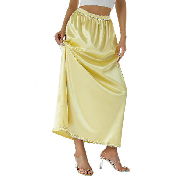Halv Slip Lace Lång Elastik Midja Underkjol Kvinnor Satäng Halv Slips Bei XL