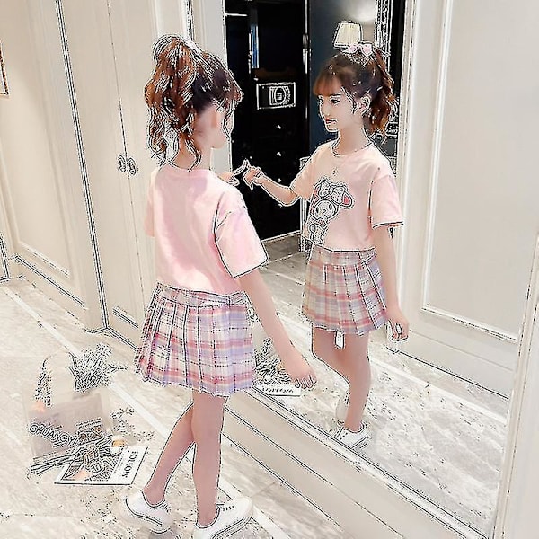Sanrio Cinnamoroll My Melody Girls Jk Suit Kawaii T-shirt Blus Plisserad Kjol Sommar Bomull Shorts S My Melody 160