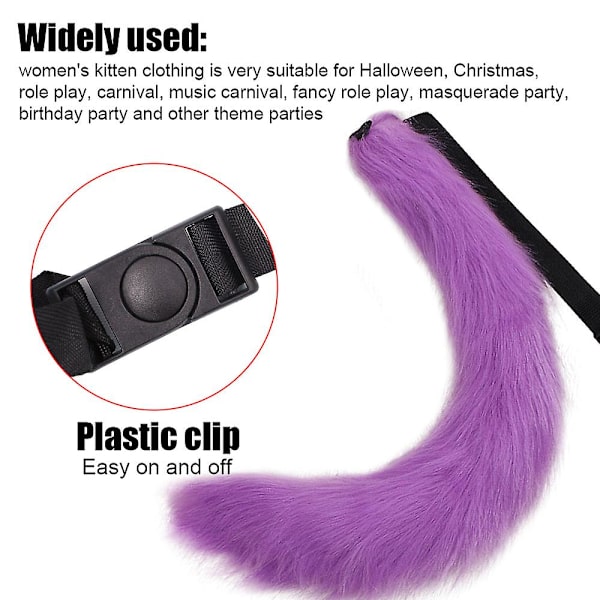 Faux Fur Tail Party Kostym Accessoarer Plysch Fox Wolf Tail Purple